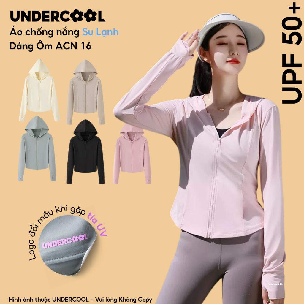 Áo chống nắng nữ su lạnh 5D  UNDERCOOL UPF 50+ Bảo Vệ Da UVF 95% dáng ôm tôn dáng, vải lụa băng cao cấp chống tia ACN16