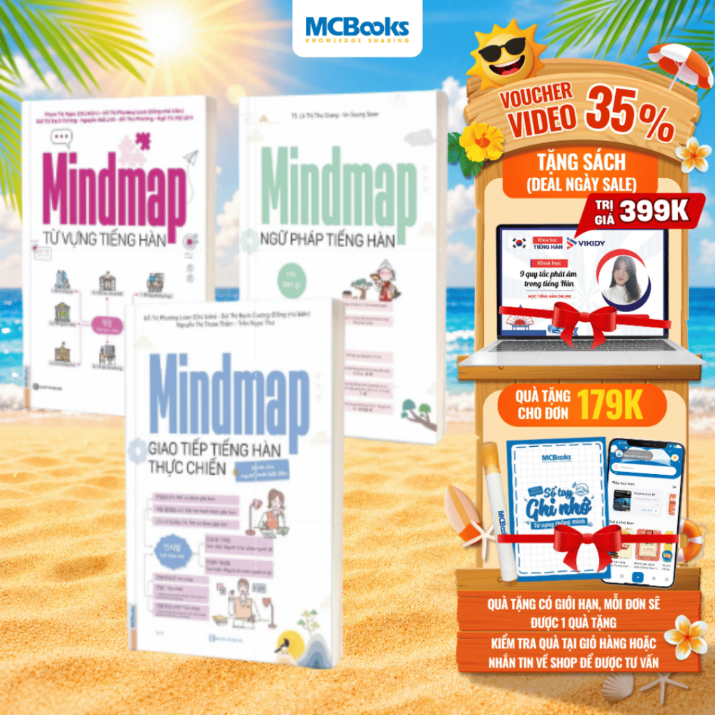 Sách - Combo 3 cuốn mindmap tiếng Hàn - Từ vựng, Ngữ pháp, Giao Tiếp
