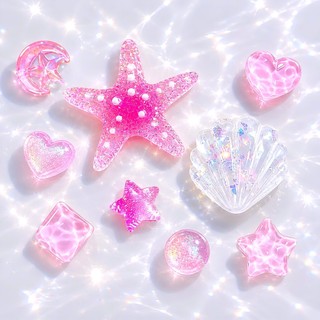 {ĐỘC QUYỀN]  Set Charm Sao Biển Hồng Galaxy Vỏ Sò Pha Lê Resin Trong Suốt DIY Gắn Dép Cute Kawaii Lung Linh 💖✨