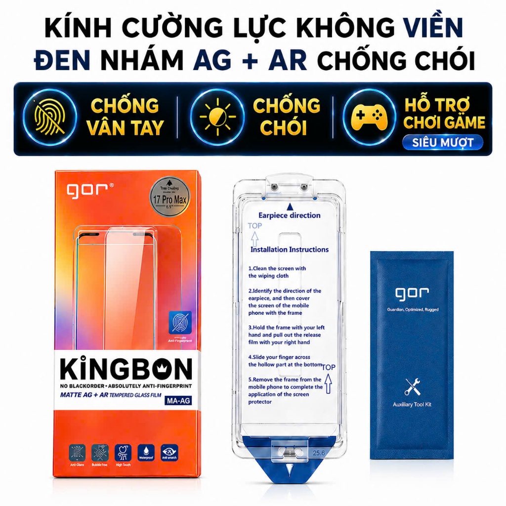 (MA-87) Kính cường lực không viền đen chống vân chống chói kèm khung tự dán dành cho ip 13/14/15/16/17/plus/pro/promax