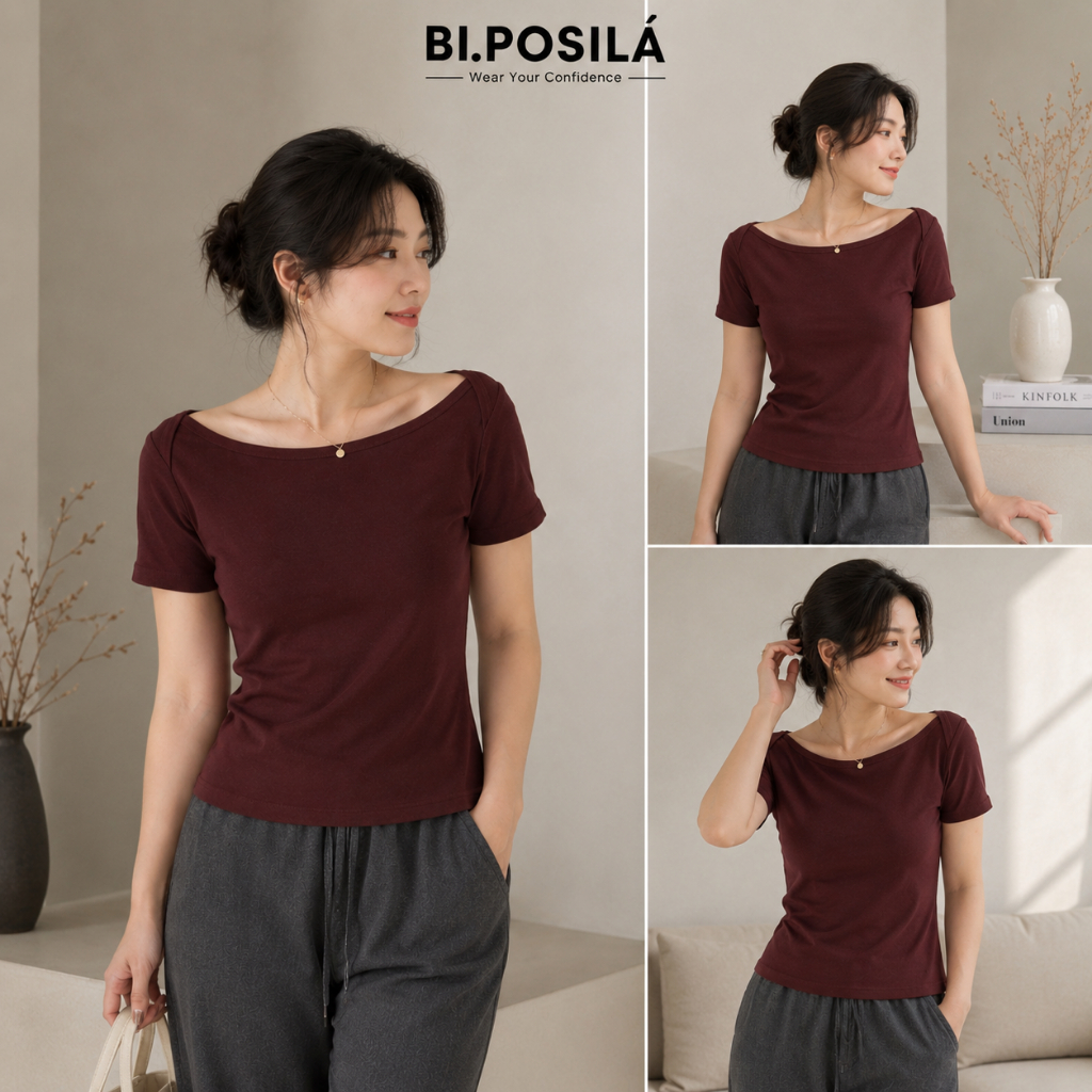 [A30- MẪU MỚ MÙA HÈI] ÁO THUN NỮ CỔ THUYỀN BASIC  TAY NGẮN FORM ÔM BI.POSILÁ VẢI COTTON BORIP CO GIÃN 4 CHIỀU MỀM MỊN
