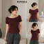 ÁO THUN NỮ CỔ THUYỀN BASIC TAY NGẮN FORM ÔM BI.POSILÁ VẢI COTTON BORIP CO GIÃN 4 CHIỀU MỀM MỊN