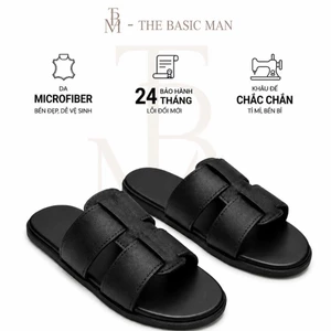 Dép Nam Quai Da Khâu Đế Chắc Chắn, Đế 2 Lớp Chống Trượt Êm Chân, Thiết Kế Quai Ngang Tối Giản Dễ Đi.
