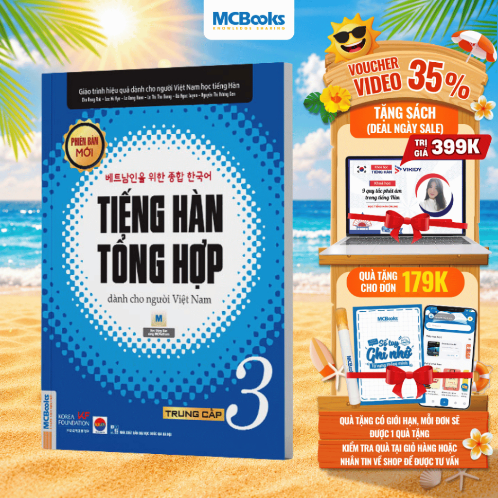 Sách - Giáo Trình Tiếng Hàn Tổng Hợp Dành Cho Người Việt Nam Trung Cấp Tập 3 (Đen Trắng)