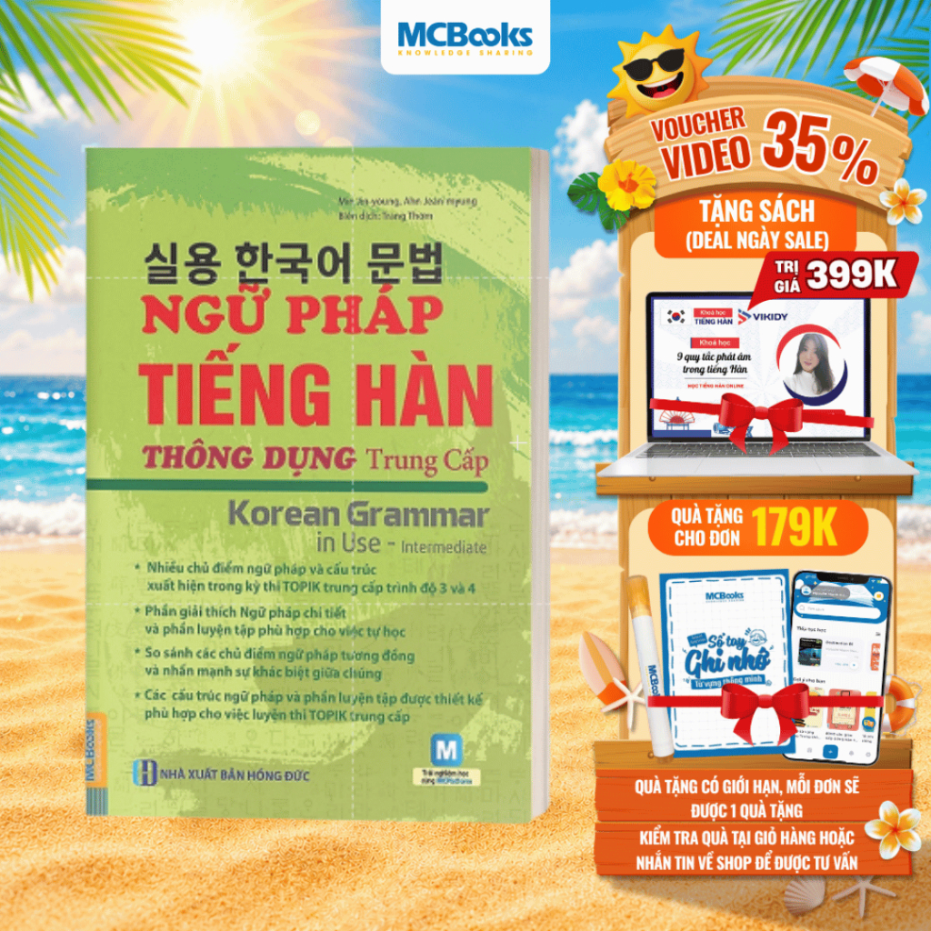 Sách - Ngữ Pháp Tiếng Hàn Thông Dụng Trình Độ Trung Cấp - Korean Grammar in use Intermediate - Học Kèm App Online