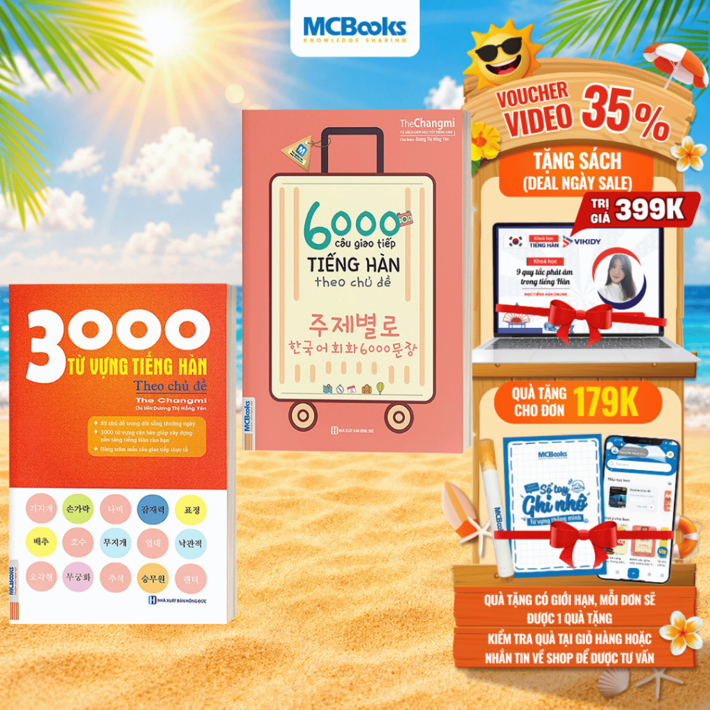 Sách - Combo 6000 Câu Giao Tiếp Tiếng Hàn Theo Chủ Đề và 3000 Từ vựng tiếng Hàn theo chủ đề - Học kèm App online