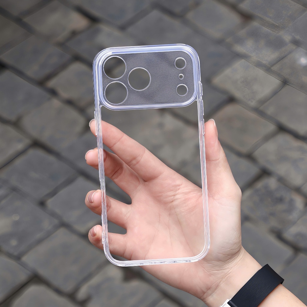 Ốp LIKGUS trong suốt viền vuông dẻo lưng kính bất tử cho iphone 17/16/15/14/13/12/11/pro/promax/plus/air