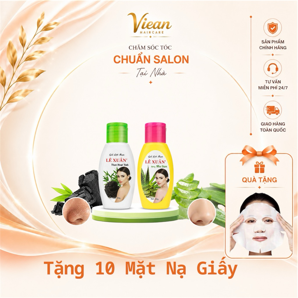 Gel Lột Mụn Lê Xuân Than Hoạt Tính & Nha Đam 50g – Làm Sạch Mụn Đầu Đen, Se Khít Lỗ Chân Lông