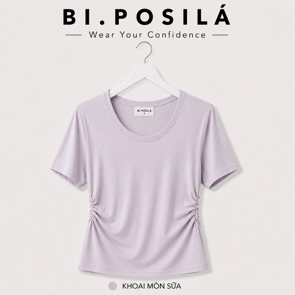 [A29-MẪU MỚI MÙA HÈ ] Áo Thun nữ Basic Cổ Tròn Nhún Eo Bi.posilá chất vải thun cotton borip lạnh mềm mịn mát mẻ