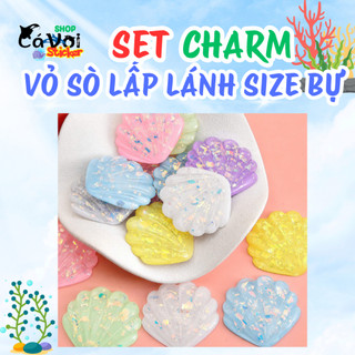 [ĐỘC QUYỀN] Set Charm Vỏ Sò Đại Dương Pastel Size Bự Lấp Lánh Resin DIY Gắn Dép Cute Mermaid 🌊🐚