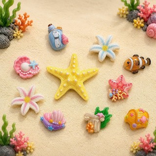 Set Charm Độc Quyền Rùa Biển Unicorn Cá Hề Sao Biển Mermaid Ocean Resin DIY Gắn Dép Cute Kawaii Pastel Đại Dương