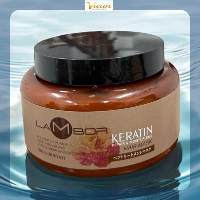 Hấp Dầu Keratin LAMBOR Ngăn Gàu, Giảm Rụng Tóc - Phục Hồi Tóc Hư Tổn Collagen Keratin Smooth 500ml