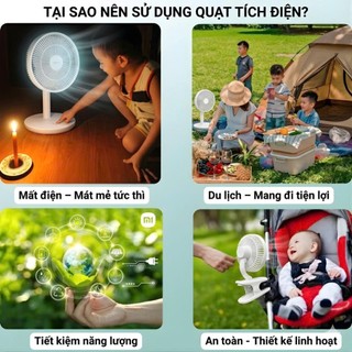 Quạt Tích Điện Xiaomi S18 Chính Hãng Cao Cấp – Gấp Gọn Du Lịch, Pin Trâu Dùng Cả Ngày