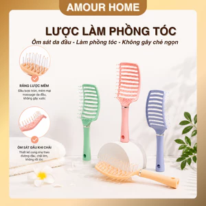 Lược Chải Tóc Gỡ Rối Bán Nguyệt Cao Cấp – Lược Massage Da Đầu, Tạo Phồng Khi Sấy, Giảm Rụng Tóc