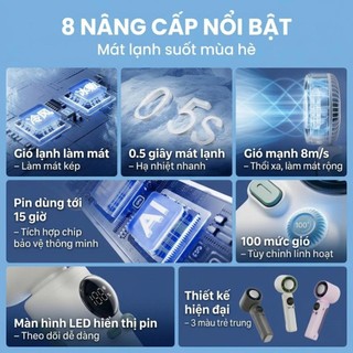 Quạt Mini Tích Điện S026 Bản Mới 2026 – Gió Mạnh Làm Mát Nhanh, Pin Siêu Trâu 4000mAh