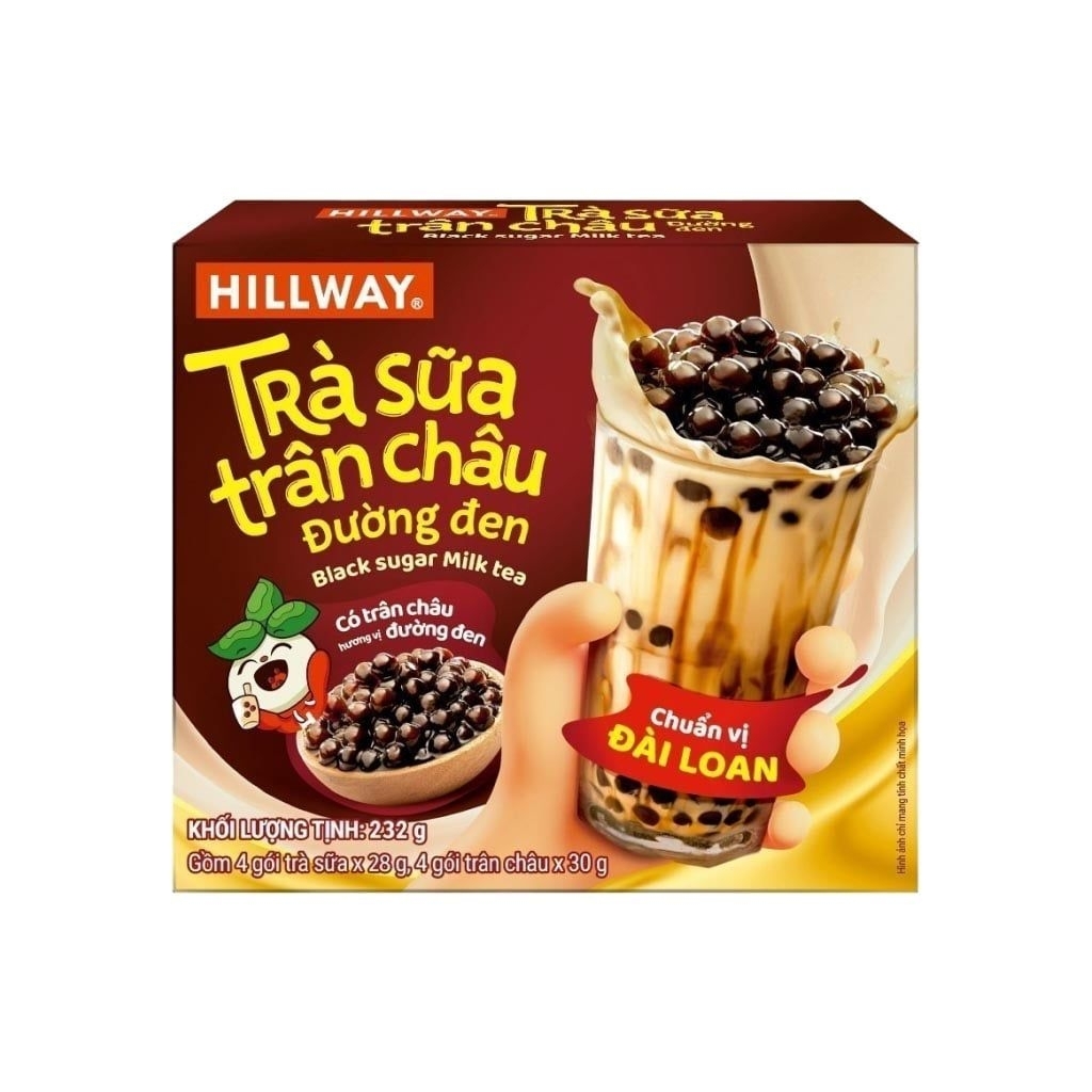 COMBO 5 HỌP TRÀ SỮA TRÂN CHÂU HILLWAY - chuẩn vị Đài Loan pha sẵn. Hộp 4gói kèm 4gói trân châu.size L