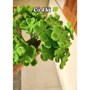 Cành Cỏ 4 Lá Bằng Len Handmade