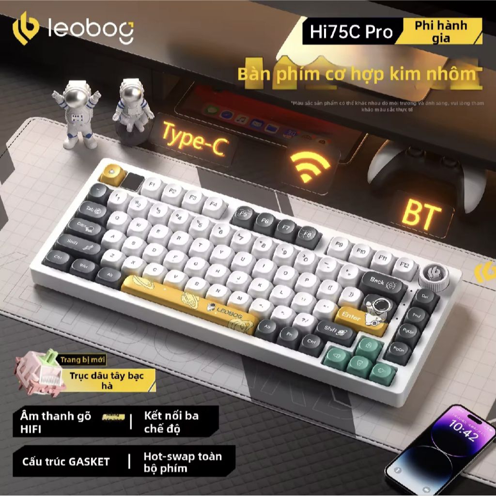 BÀN PHÍM CƠ - LEOBOG Hi75C Pro/Kit Hi75C Pro Gaming Keyboard 3 Mode RGB Custom Keyboard Cao Cấp | BigBuy360 - bigbuy360.vn