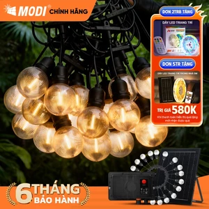 Dây Đèn Trang Trí G60 Năng Lượng Mặt Trời MODI SOLAR Trang Trí Sân Vườn Ánh Sáng Ấm Chống Nước