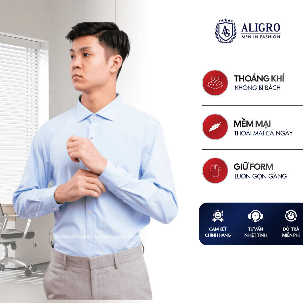 Áo sơ mi nam dài tay ALIGRO chất liệu bamboo cao cấp mềm mịn, kháng ...