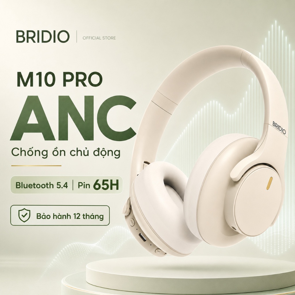 Tai Nghe Bluetooth Chụp Tai BRIDIO M10 PRO ANC Chống Ồn, Loa 40mm Bass ...