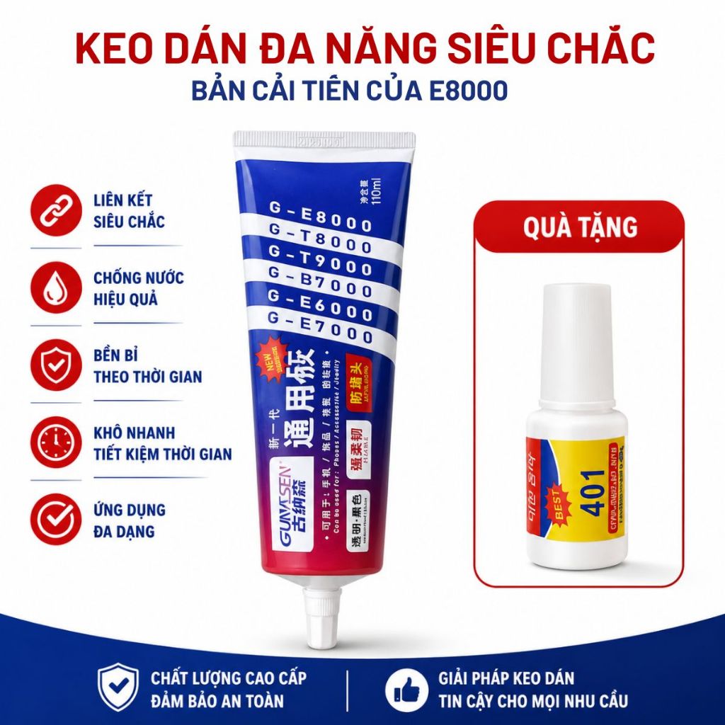 Keo dán đa năng E8000 keo đính đá dán màn hình kính phụ kiện điện thoại các chi tiết nhỏ 50ml