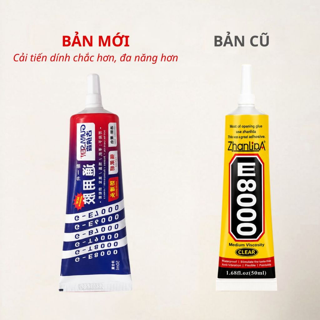 Keo dán đa năng E8000 keo đính đá dán màn hình kính phụ kiện điện thoại các chi tiết nhỏ 50ml