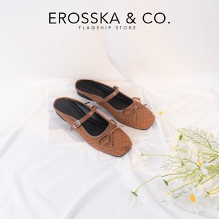 [EROSSKA] - Giày sục balletcore chấm bi nữ tính kiểu dáng basic style Hàn màu nâu chấm bi - EL133