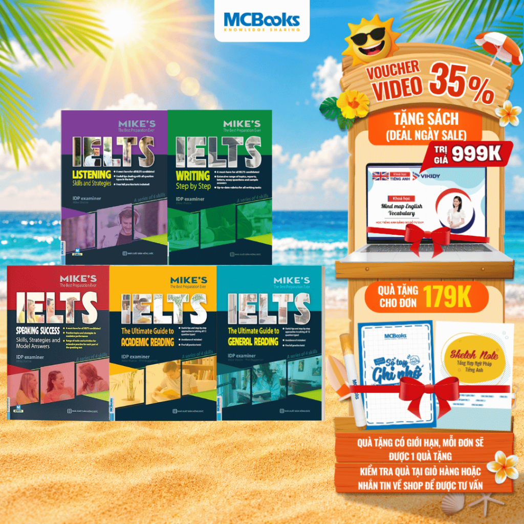 Sách - Combo Ielts Mike's (Beginner, Writing, Reading, Speaking, Listening)