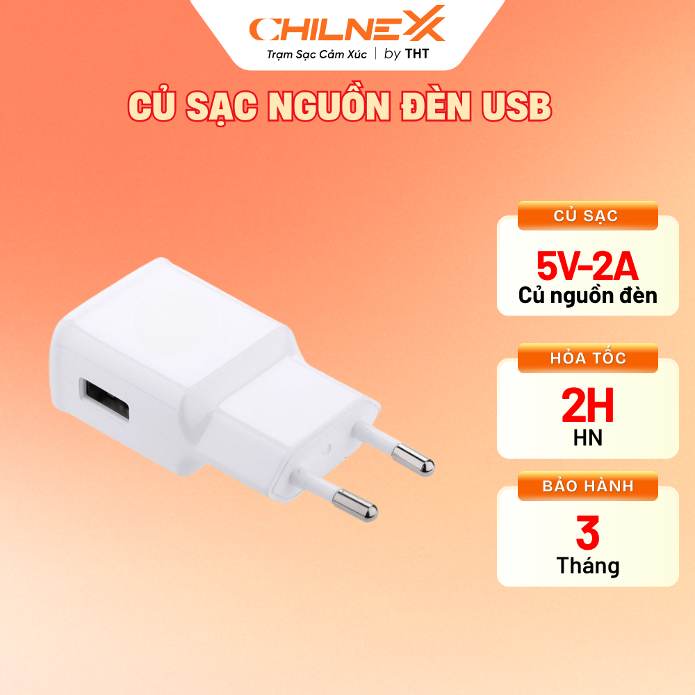 Củ sạc nguồn cổng USB 5V-2A  CHILNEXX phù hợp mọi thiết bị cổng nguồn cho đèn