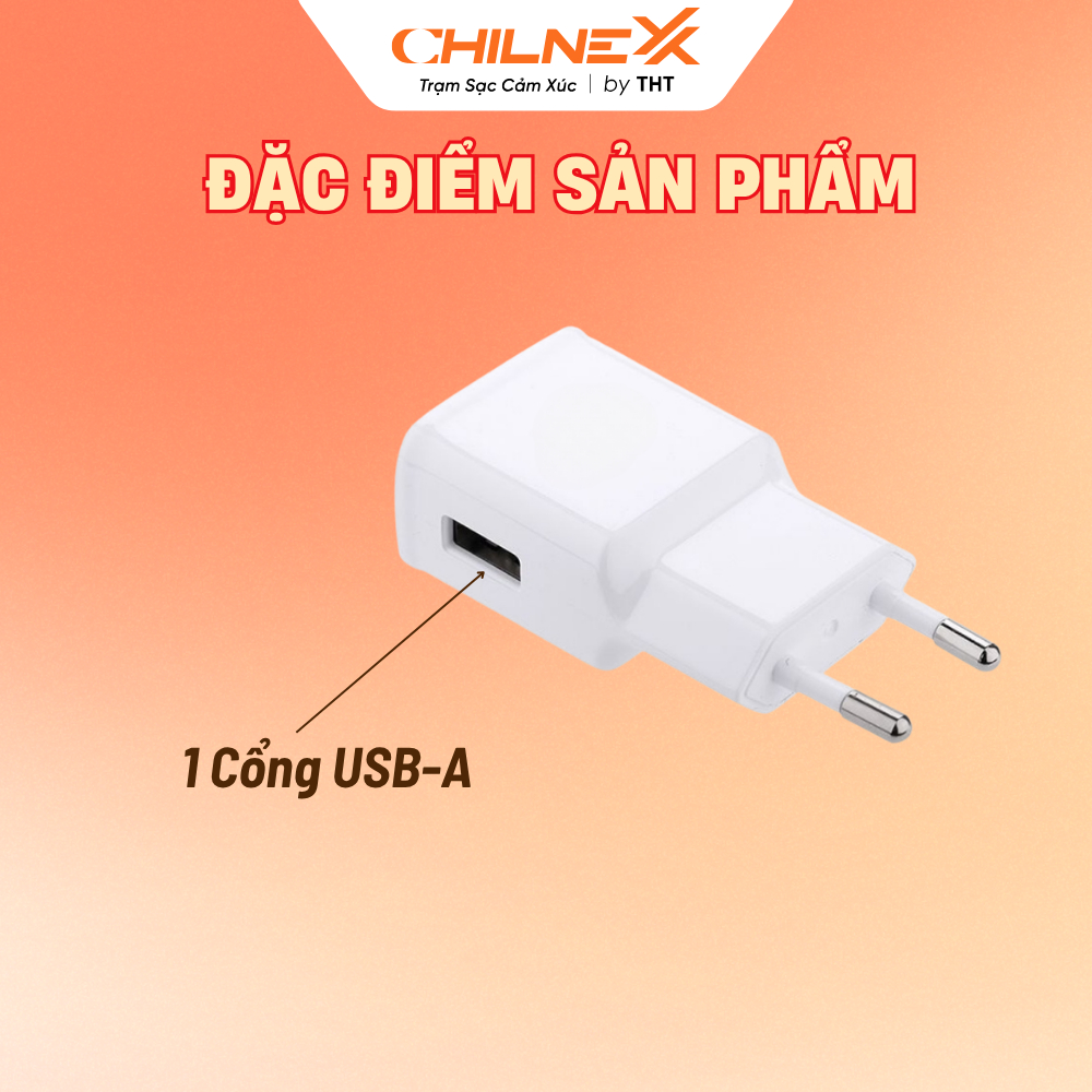 Củ sạc nguồn cổng USB 5V-2A  CHILNEXX phù hợp mọi thiết bị cổng nguồn cho đèn