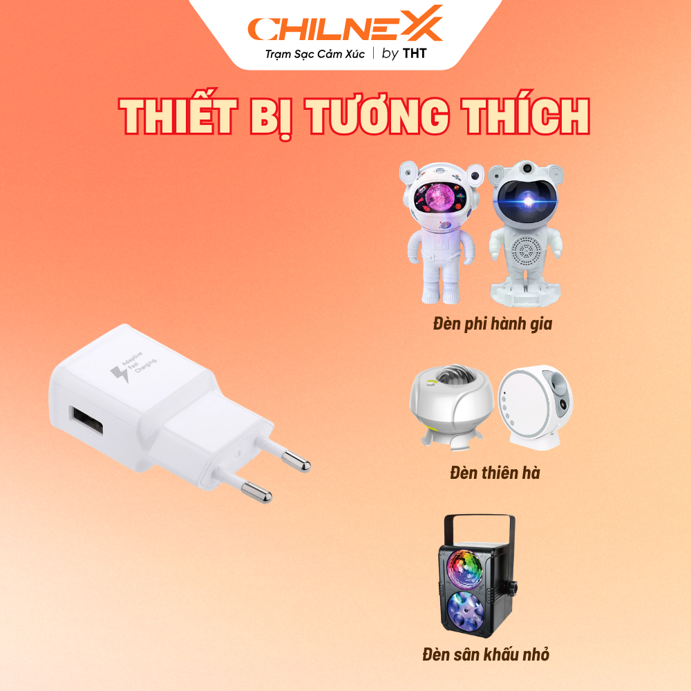 Củ sạc nguồn cổng USB 5V-2A  CHILNEXX phù hợp mọi thiết bị cổng nguồn cho đèn