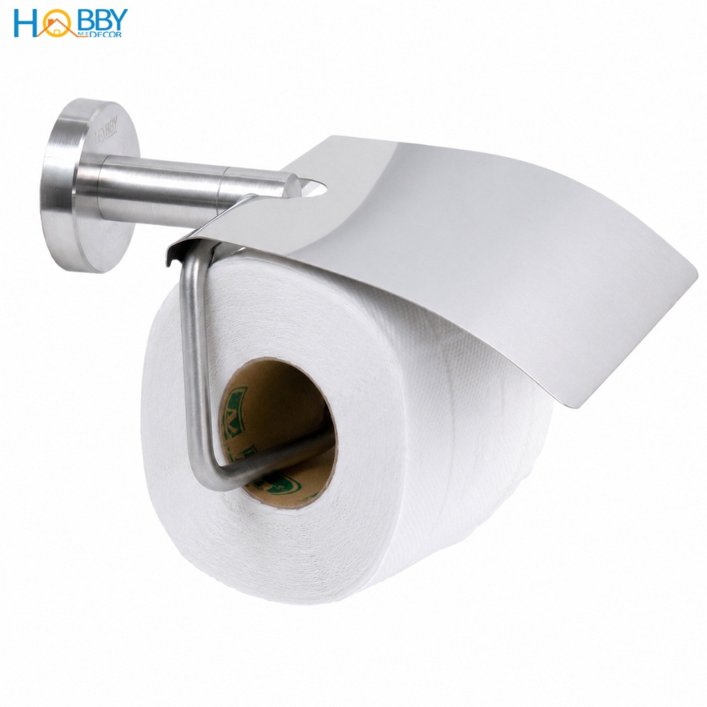 Giá treo cuộn giấy vệ sinh inox 304 có mái che Hobby home decor G7
