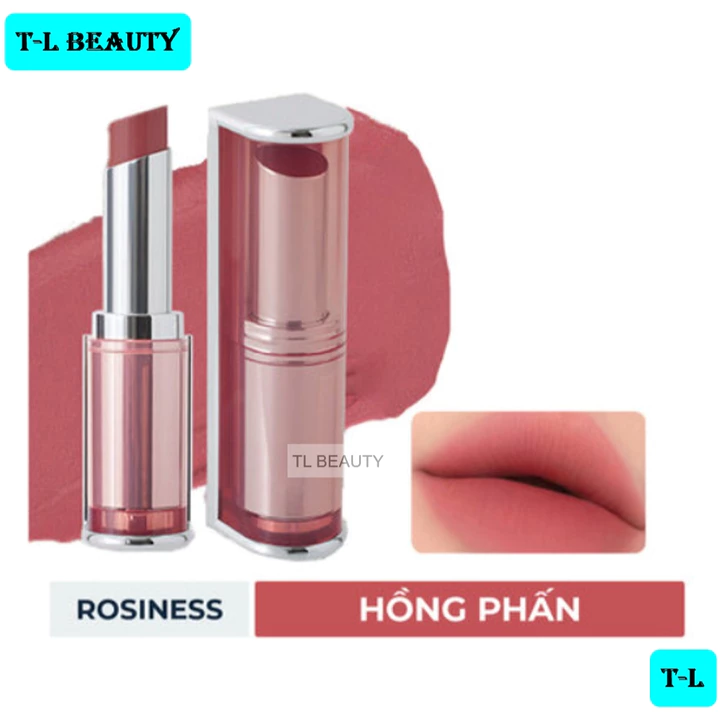 Son thỏi 3CE Hàn Quốc Màu Hồng Phấn Thiết Kế Nửa Tròn Nửa Vuông - 3CE Blur Matte Lipstick #Rosiness