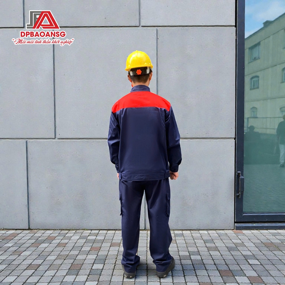 QUẦN - ÁO BẢO HỘ LAO ĐỘNG TAY DÀI KAKI MÀU XANH ĐEN PHỐI ĐỎ - ĐỒ BẢO HỘ CHO KỸ SƯ CÔNG TRÌNH, KTV SỬA CHỮA LẮP RÁP