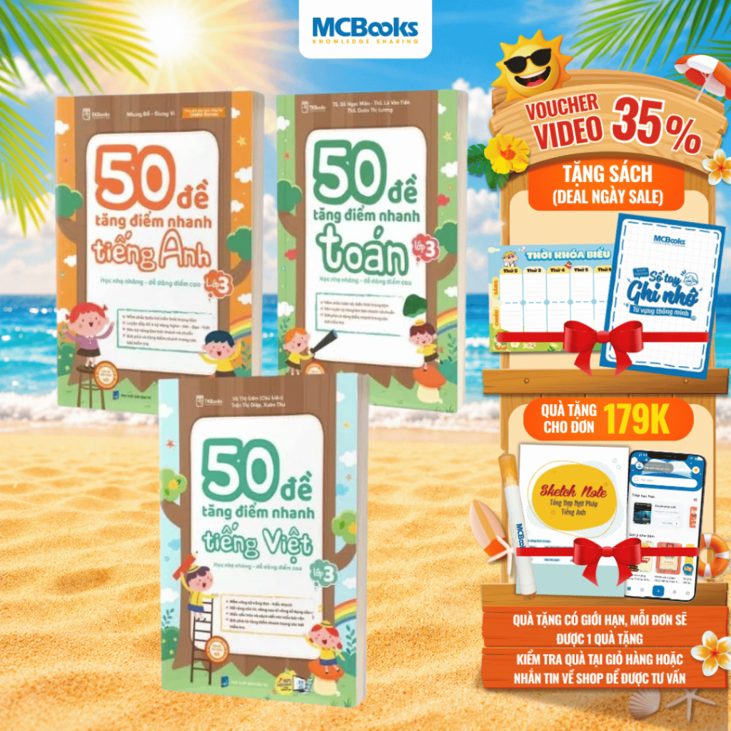Sách - Combo 50 Đề Tăng Điểm Nhanh Toán - Tiếng Việt - Tiếng Anh Lớp 3 - TKBooks Theo Chương Trình Mới Nhất