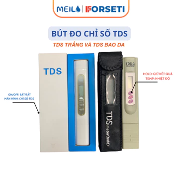 Bút Đo TDS Trắng Và Bao Da (TDS-3) Kiểm Tra Lượng Chất Rắn Hòa Tan Trong Nước Và Nhiệt Độ Nước Với Độ Chính Xác Cao