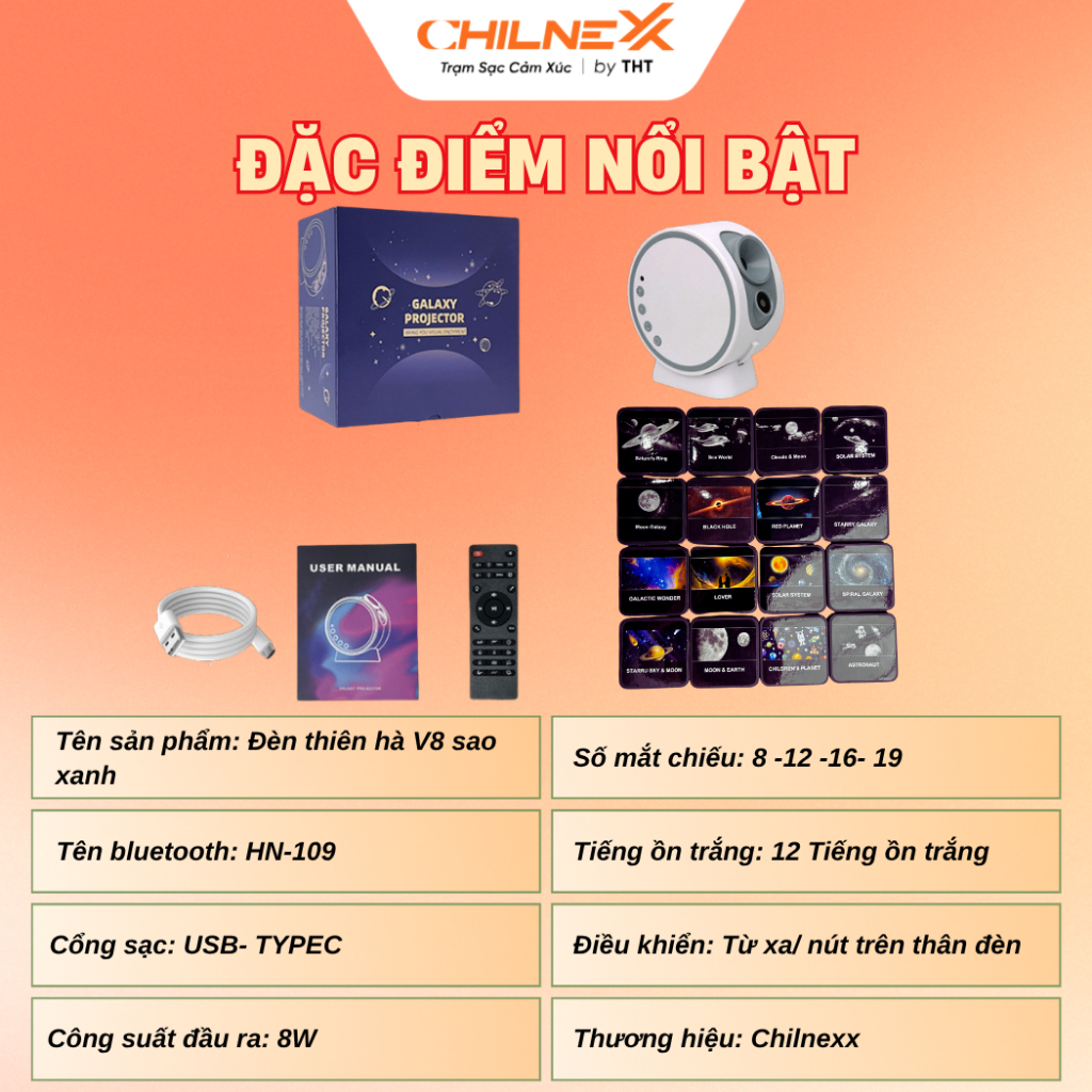 Đèn thiên hà V8 SAO XANH 8-12-16-19 -23PHIM CHILNEXX đèn galaxy kết hợp 12 tiếng ồn trắng dễ ngủ loa bluetooth nghe nhạc