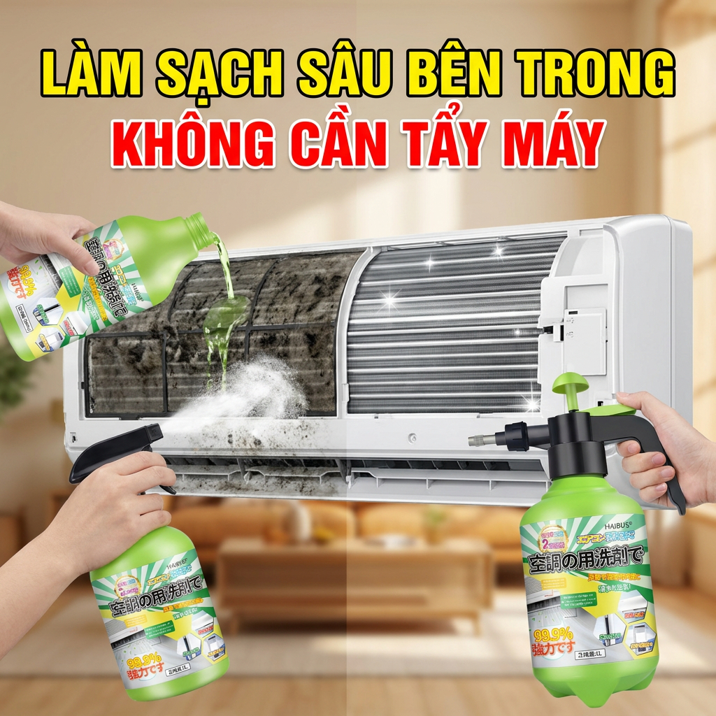 ✨Xịt 1 lần sạch máy lạnh✨ Bọt vệ sinh điều hòa 500ml, làm sạch không cần rửa nước, vệ sinh cánh quạt hiệu quả