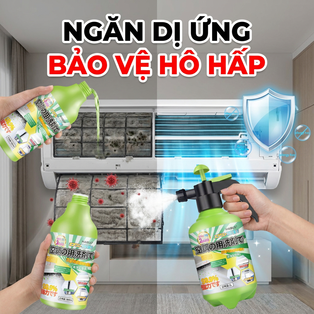 🏠Bọt vệ sinh máy lạnh tiện lợi🏠 Làm sạch điều hòa tại nhà, không cần tháo máy, không cần rửa nước, dễ sử dụng