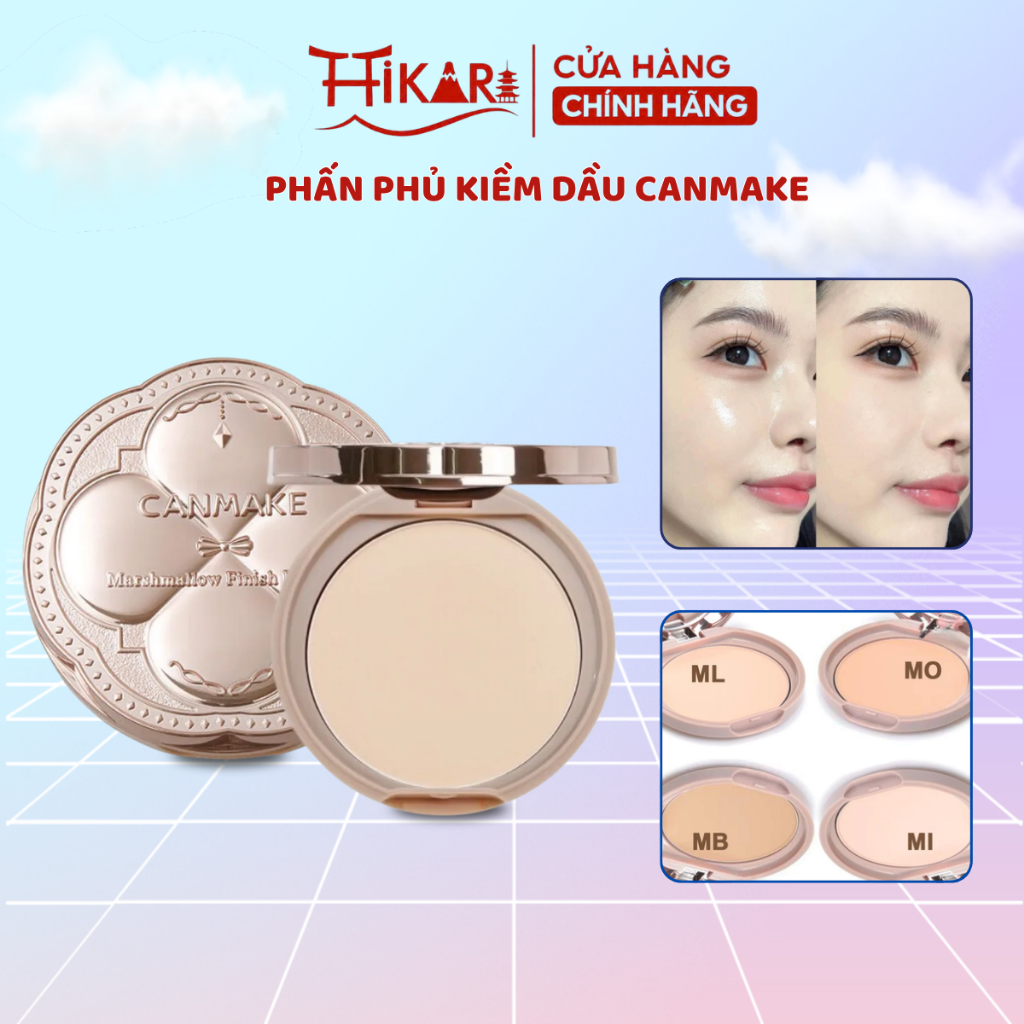 Phấn phủ Canmake Marshmallow Finish Powder Nhật Bản 10g siêu kiềm dầu, mỏng mịn, chống nắng SPF50 PA+++