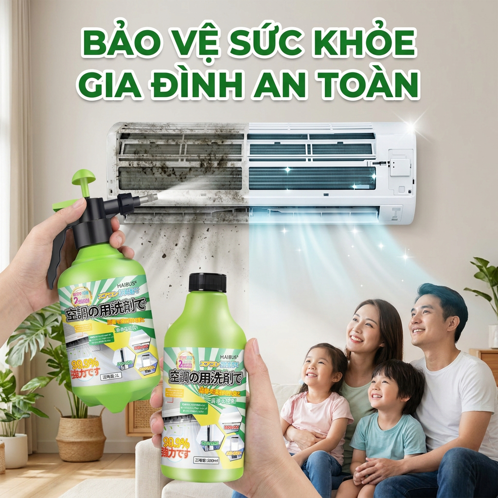 ✨Chỉ cần xịt 1 lần máy lạnh sạch bong✨ Bọt vệ sinh điều hòa 500ml, làm sạch dàn lạnh, cánh quạt, không cần rửa nước