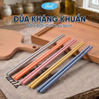 Bộ 5 đôi đũa kháng khuẩn cao cấp iKool Tân Lập Thành, vỉ 5 đôi đũa gia đình chống mốc an toàn