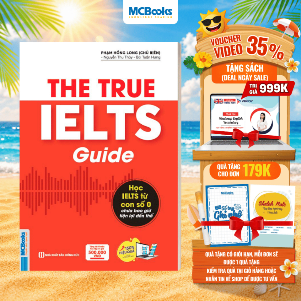 Sách - The True Ielts Guide - Cẩm nang hướng dẫn tự học IELTS chuẩn cho người mới bắt đầu - Tặng tài khoản học tập