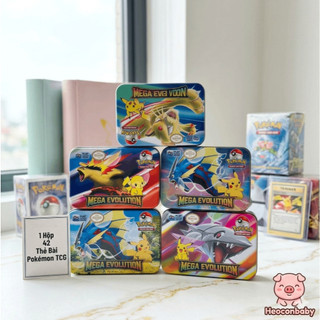 Đồ Chơi Hộp 42 Thẻ Bài POKEMON - Hộp Thiếc Xịn Xò Cho Bé