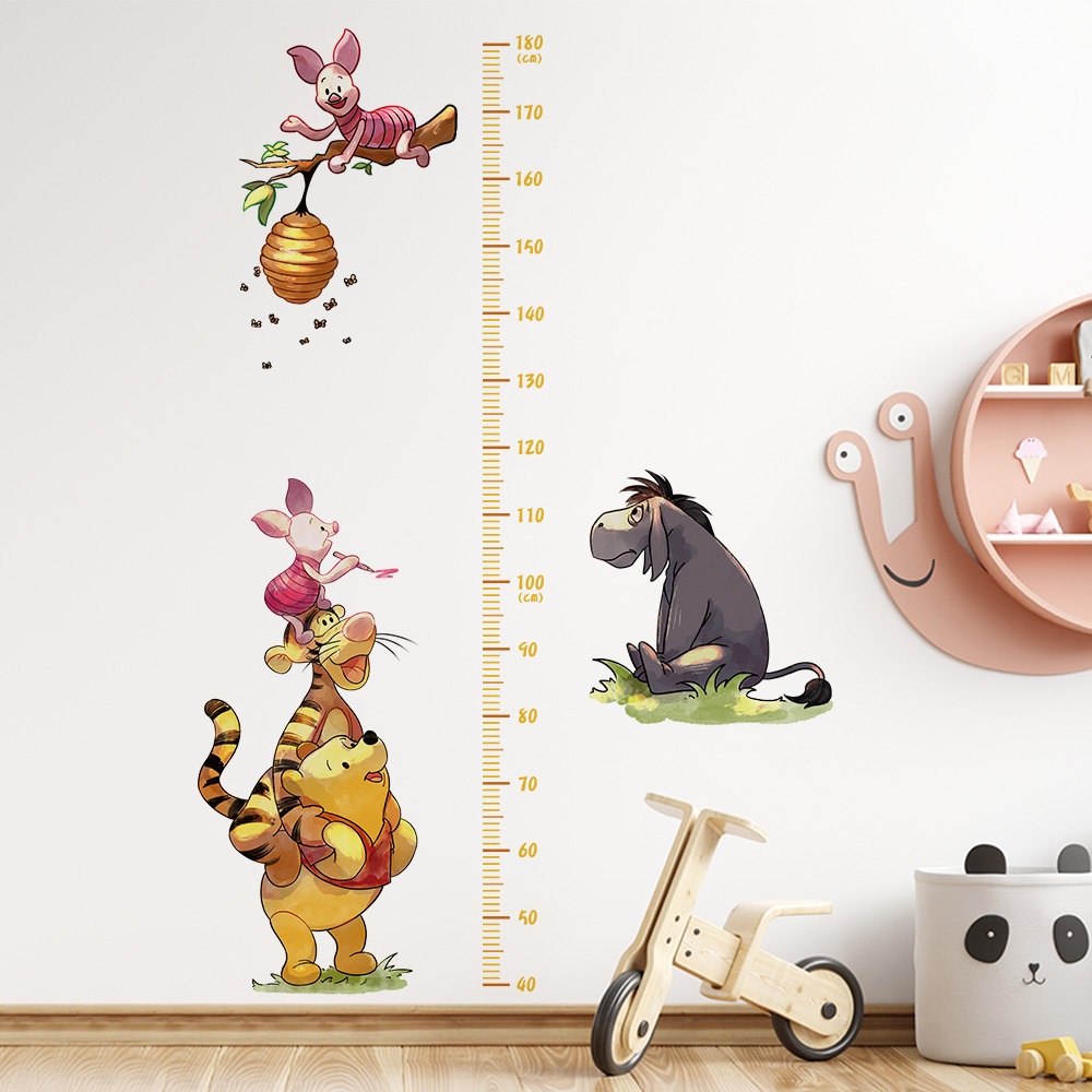 Decal Dán Tường Đo Chiều Cao Hình Gấu Mật Ong Đáng Yêu Có Keo Sẵn 90x165cm - Trang Trí Phòng Bé