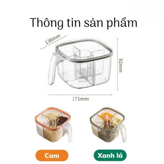 2 Hộp đựng gia vị 4 ngăn trong suốt ,Hộp gia vị chia ngăn có nắp đậy kèm thìa tiện lợi, chống ẩm ướt chống côn trùng