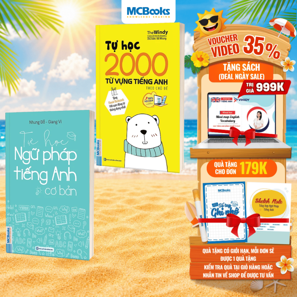 Sách - Combo Tự học ngữ pháp tiếng Anh cơ bản và Tự học 2000 từ vựng tiếng Anh theo chủ đề - Khổ nhỏ cầm tay