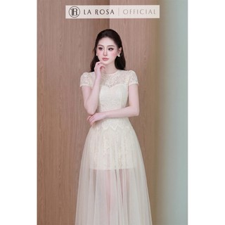 Váy Tiểu Thư Cao Cấp Dự Tiệc, Hẹn Hò Thanh Lịch La Rosa Dáng Chữ A Phối Lưới Xoè Dài Tôn Dáng T470