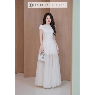 Váy Tiểu Thư Cao Cấp Dự Tiệc, Hẹn Hò Thanh Lịch La Rosa Dáng Chữ A Phối Lưới Xoè Dài Tôn Dáng T470